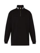 Matchesfashion.com Vetements - Text Print Neck Quarter Zip Cotton Sweatshirt - Mens - Black