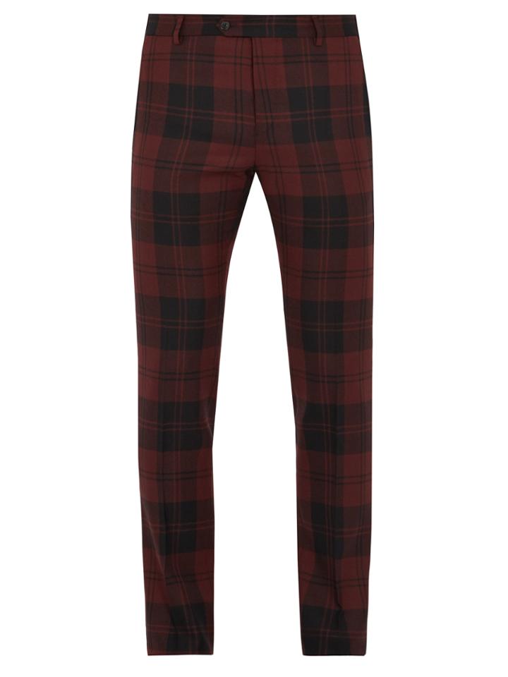 Valentino Checked Slim-leg Wool Trousers