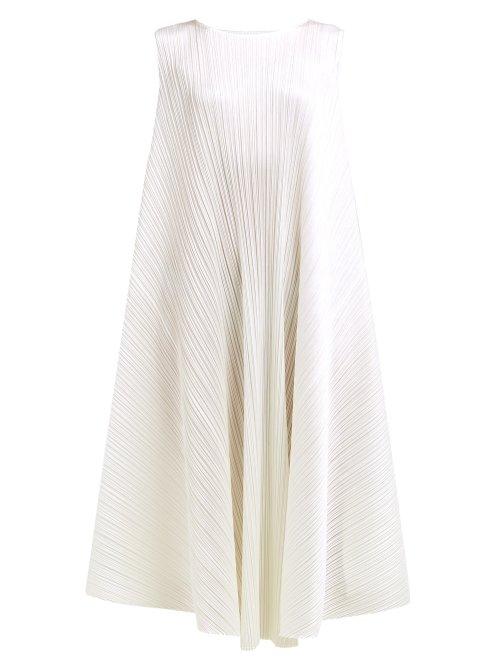 Matchesfashion.com Pleats Please Issey Miyake - Pleated Trapeze Cut Midi Dress - Womens - White
