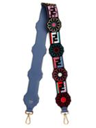Matchesfashion.com Fendi - Strap You Logo And Flower Print Velvet Bag Strap - Womens - Black Multi