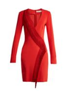 Matchesfashion.com Galvan - Tunqui Fringed Jersey Mini Dress - Womens - Red