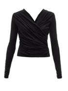 Ladies Rtw Giambattista Valli - Gathered Cashmere-blend Jersey Wrap Top - Womens - Black