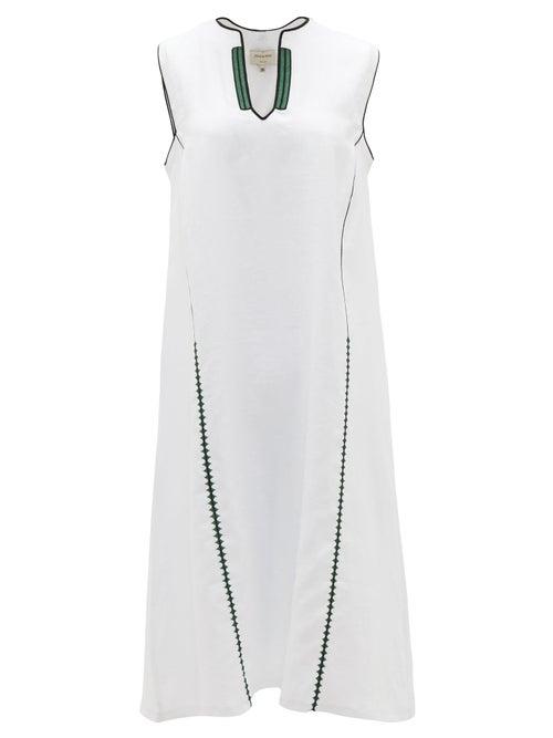 Matchesfashion.com Zeus + Dione - Tinos Embroidered Linen Dress - Womens - White