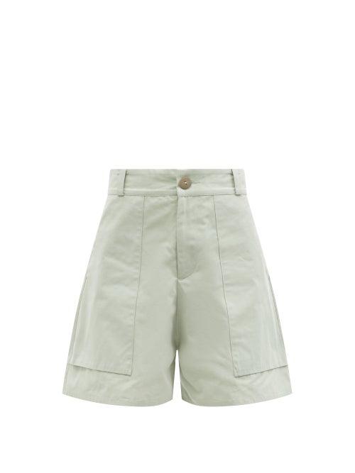 Matchesfashion.com Toogood - The Machinist Cotton-blend Poplin Shorts - Womens - Light Green