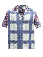 Matchesfashion.com Edward Crutchley - Short-sleeved Floral-check Silk Shirt - Mens - White Multi