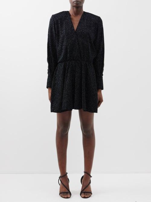 Isabel Marant Toile - Alexane Glittered-velvet Mini Dress - Womens - Black