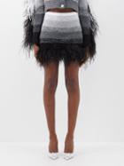 Germanier - Feather-trim Ombr Knitted Mini Skirt - Womens - Black Grey