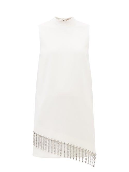 Christopher Kane - Crystal-fringe Crepe Mini Dress - Womens - White
