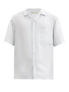 Matchesfashion.com Umit Benan B+ - Cuban-collar Short-sleeved Silk Shirt - Mens - Light Blue