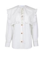Rejina Pyo - Tate Ruffled Sailor-collar Poplin Shirt - Womens - Ivory
