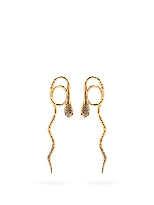 Matchesfashion.com Etro - Crystal-embellished Snake Metal Earrings - Womens - Crystal