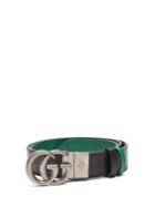 Gucci - Reversible Gg-logo Grained-leather Belt - Mens - Black
