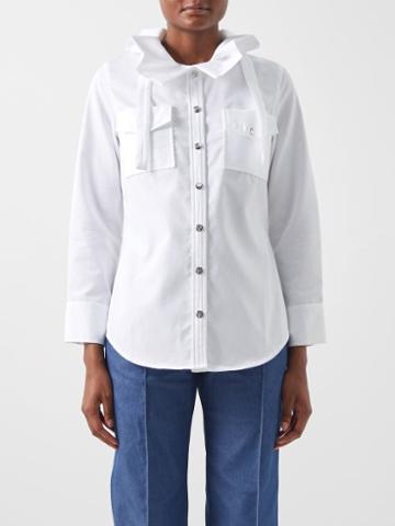 Thebe Magugu - Ruffle-collar Cotton-faille Shirt - Womens - White