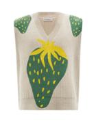 Jw Anderson - Strawberry-print Wool-blend Sweater Vest - Mens - Beige Multi