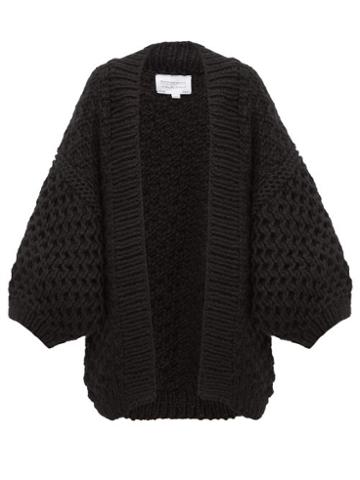 Matchesfashion.com I Love Mr Mittens - Oversized Honeycomb Knit Wool Cardigan - Womens - Black