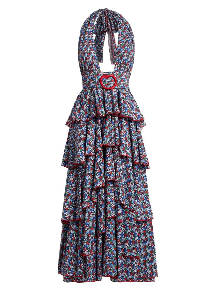 Gül Hürgel Floral-print Halterneck Tiered Cotton Dress