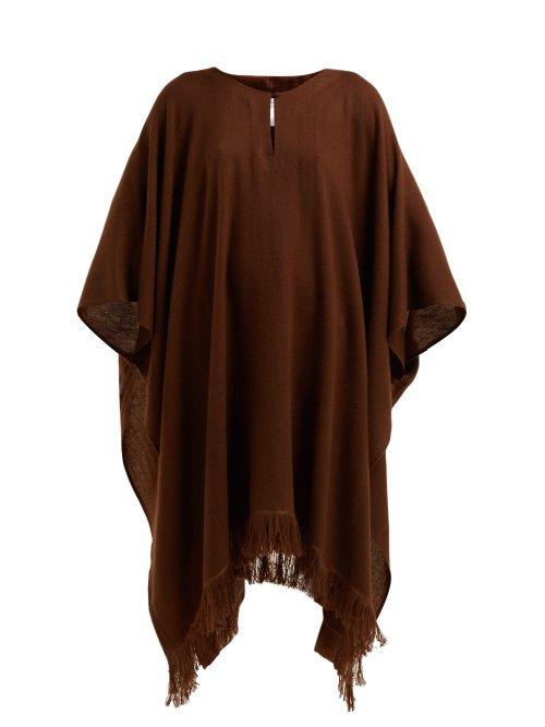 Matchesfashion.com Ryan Roche - Draped Cashmere Poncho Midi Dress - Womens - Brown