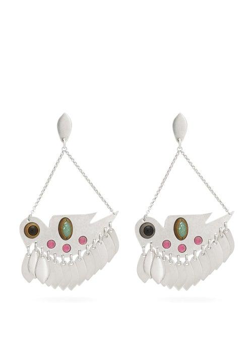 Matchesfashion.com Isabel Marant - Embellished Bird Pendant Earrings - Womens - Silver