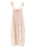 D'ascoli - Kayva Floral-print Cotton Midi Dress - Womens - Pink Print