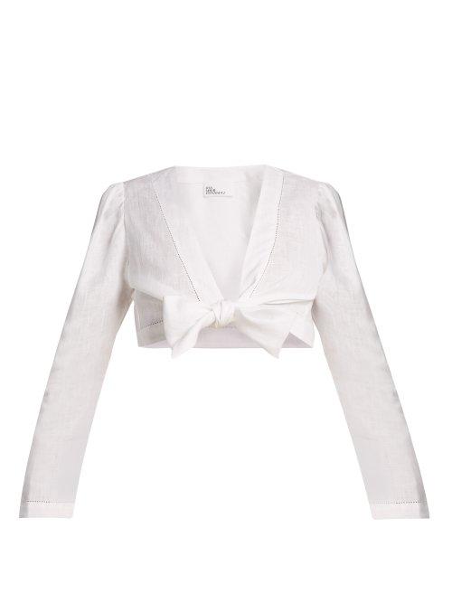 Matchesfashion.com Lisa Marie Fernandez - Tie Waist Linen Top - Womens - White