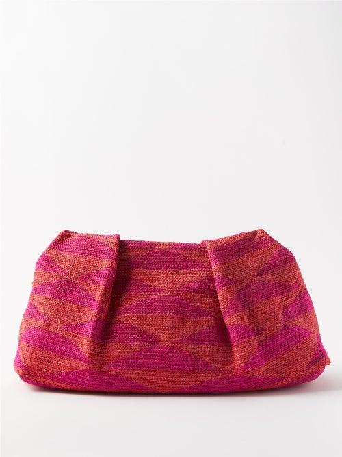 Sensi Studio - Maxi Woven-sisal Pouch - Womens - Pink Multi