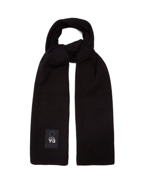 Matchesfashion.com Y-3 - Logo Patch Wool Scarf - Mens - Black
