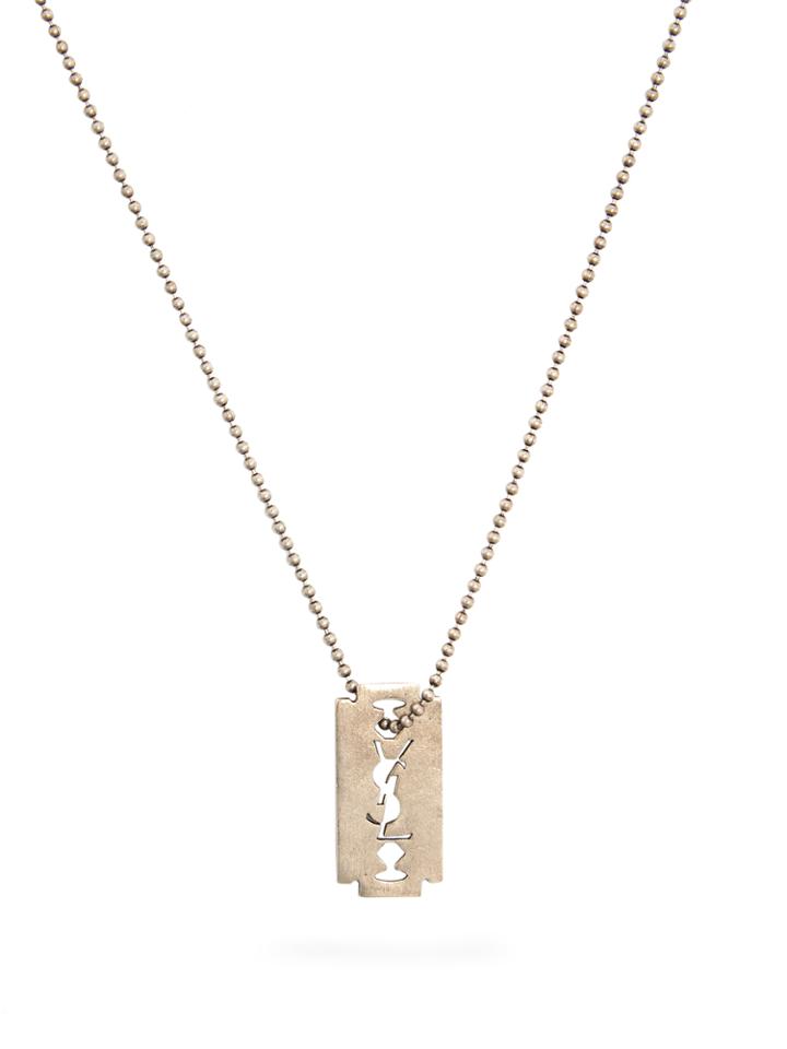 Saint Laurent Cut-out Logo-pendant Necklace
