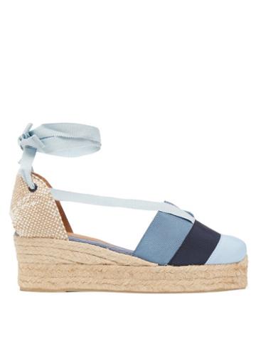 Matchesfashion.com Castaer - Coqui 30 Canvas And Grosgrain Wedges - Womens - Blue Multi