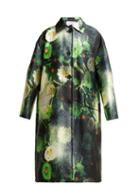 Matchesfashion.com Prada - Single Breasted Duchess Satin Coat - Womens - Green Multi