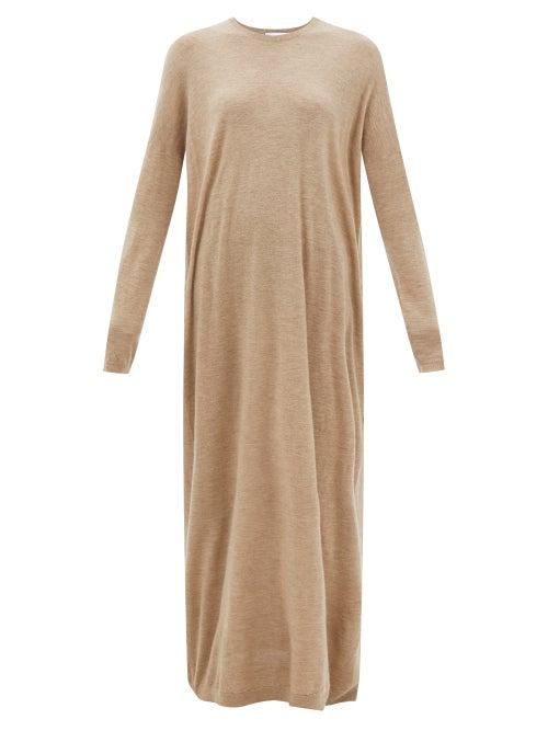 Raey - Responsible-cashmere Dropped-shoulder Knit Dress - Womens - Beige