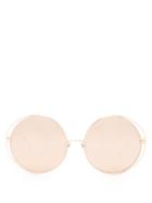 Matchesfashion.com Linda Farrow - Oversized Round Sunglasses - Womens - Rose Gold