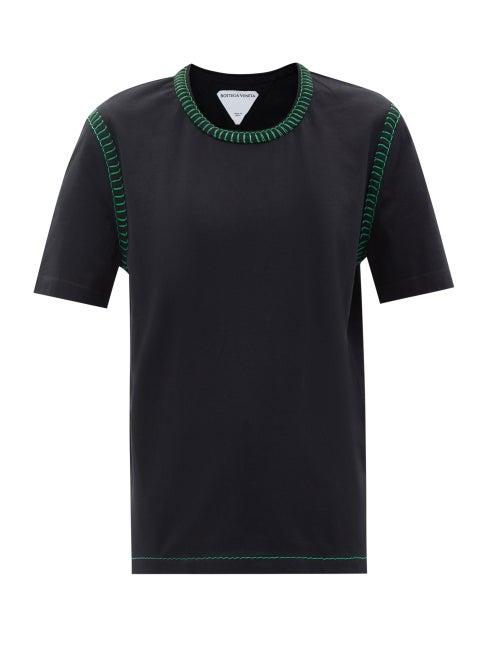 Bottega Veneta - Blanket-stitch Cotton-jersey T-shirt - Womens - Black