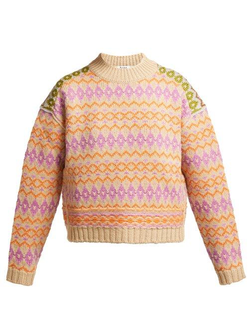 Matchesfashion.com Acne Studios - Fair Isle Wool Sweater - Womens - Cream Multi
