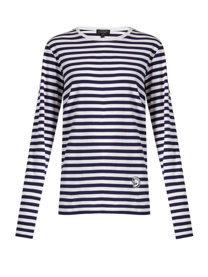 Burberry Helmet-appliqu Striped T-shirt