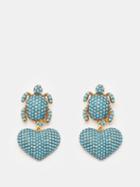 Begm Khan - Turtle Mon Amour 24kt Gold-plated Earrings - Womens - Turquoise