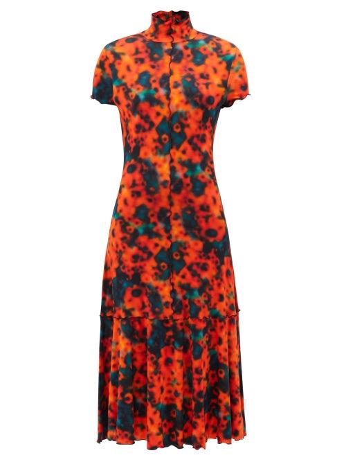 Proenza Schouler White Label - Sunflower-print Jersey Midi Dress - Womens - Red Multi