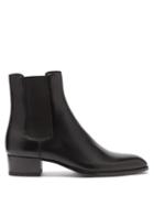 Mens Shoes Saint Laurent - Wyatt Leather Chelsea Boots - Mens - Black