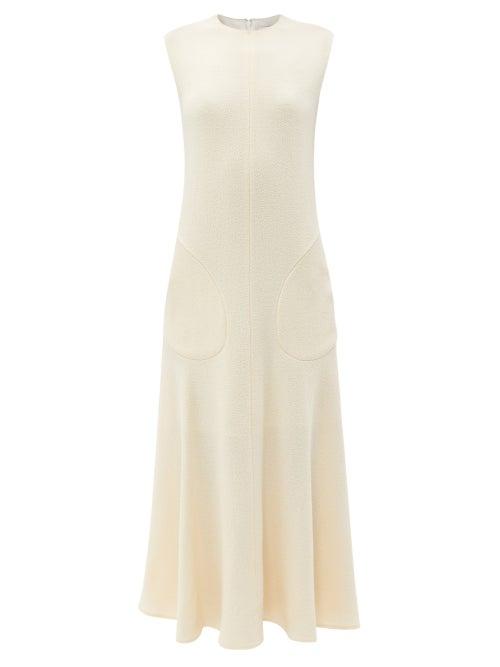 Raey - Sleeveless Stitch-pocket A-line Crepe Dress - Womens - Ivory