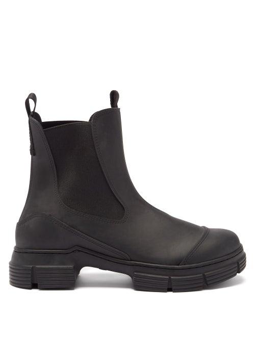 Ladies Shoes Ganni - Chunky Recycled Rubber-blend Chelsea Boots - Womens - Black