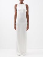 Saint Laurent - Tie-back Silk-satin Gown - Womens - White