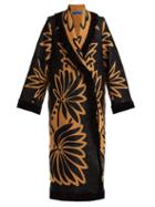 Matchesfashion.com Marit Ilison - Palm Intarsia Tasselled Cotton Coat - Womens - Black Multi