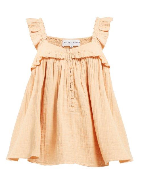 Matchesfashion.com Apiece Apart - Emile Ruffled Cotton Top - Womens - Light Pink