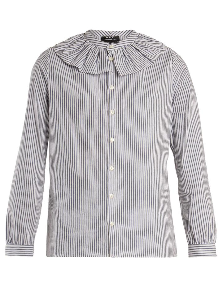 A.p.c. Sixtine Striped Cotton Blouse