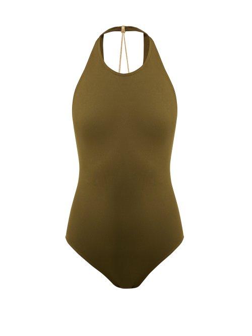 Matchesfashion.com Eres - Bagl Halterneck Cross Back Swimsuit - Womens - Khaki