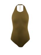 Matchesfashion.com Eres - Bagl Halterneck Cross Back Swimsuit - Womens - Khaki
