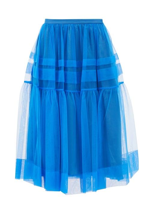 Molly Goddard - Ebba Tulle Midi Skirt - Womens - Blue