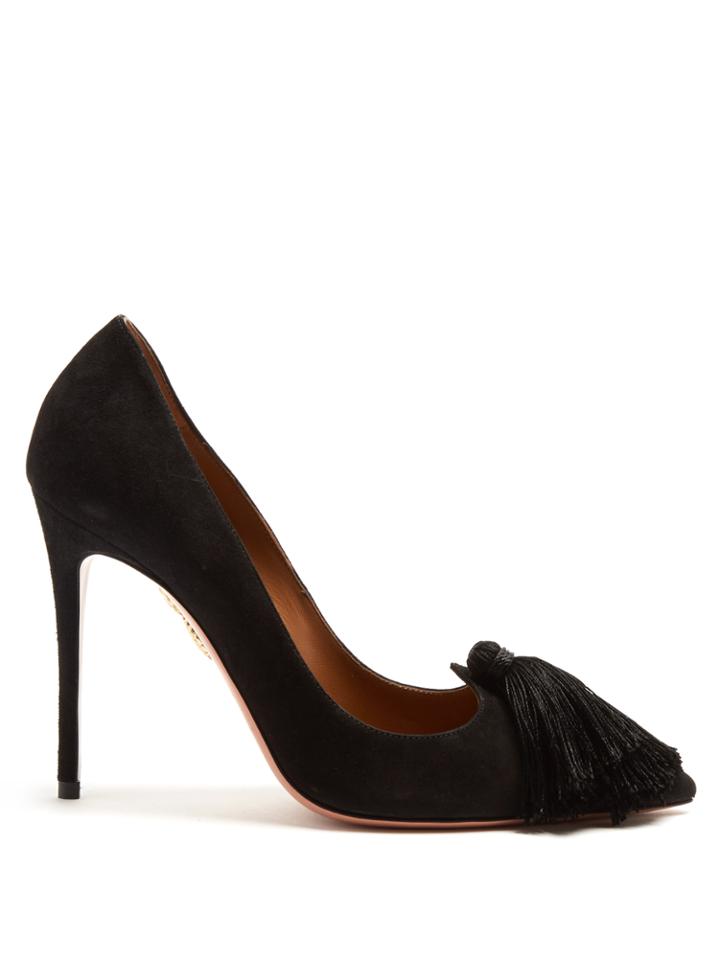 Aquazzura Love Tassel Suede Pumps