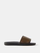 Ancient Greek Sandals - Ageos Leather Slides - Mens - Olive