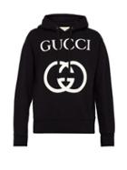 Matchesfashion.com Gucci - Gg Loop Back Cotton Hooded Sweatshirt - Mens - Black White