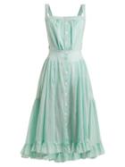 Matchesfashion.com Thierry Colson - Rossana Striped Cotton And Silk Blend Dress - Womens - Green Stripe